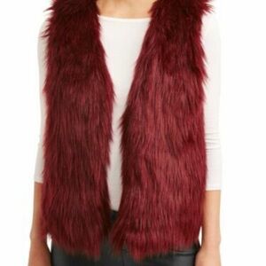 Burgundy Faux Fur Vest